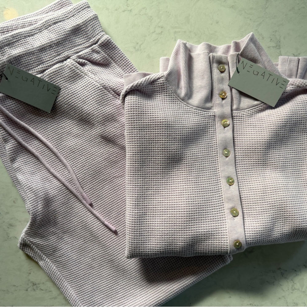 Negative Lilac Waffle Knit Pullover and Jogger Set - Size Medium